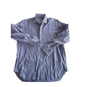 Charles Tyrwhitt Mens 16.5 34 Classic Fit Gingham Check Cotton Shirt Blue Purple